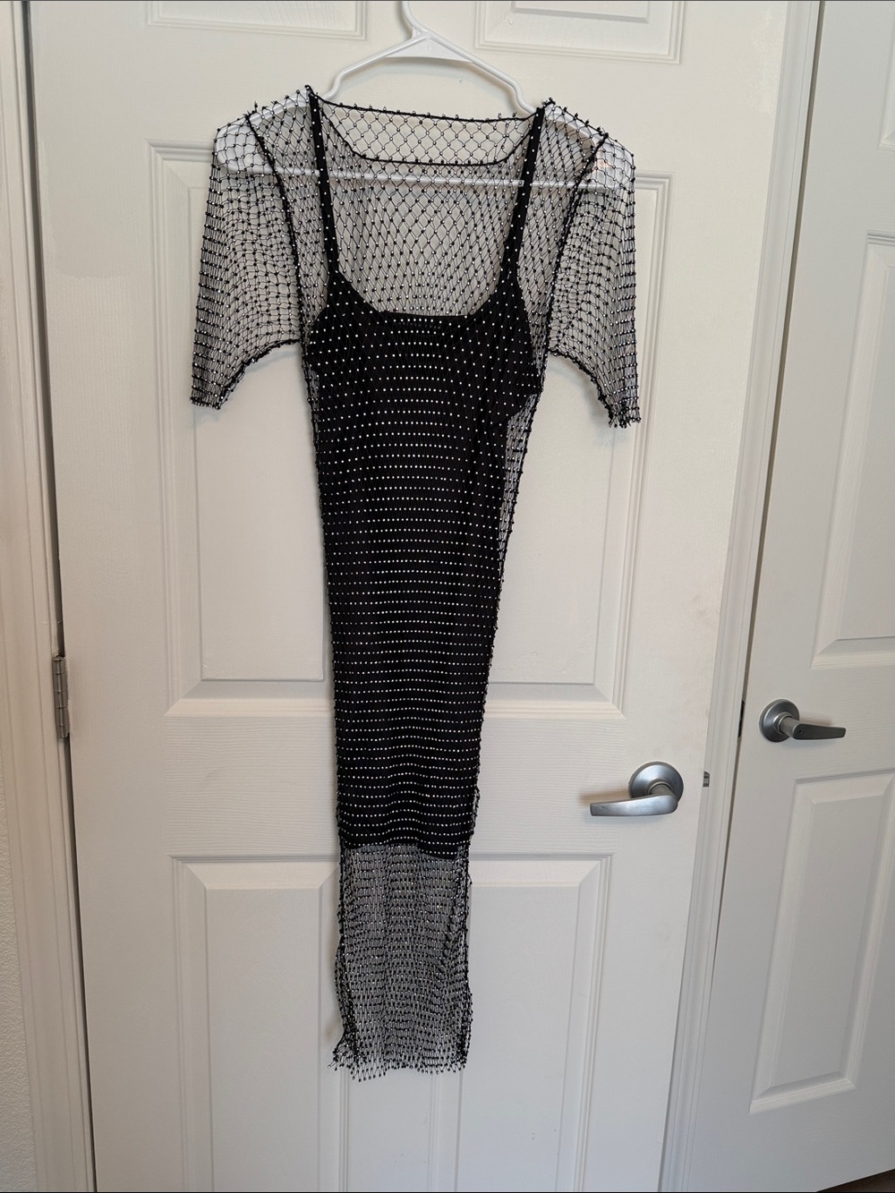 Endless Rose Black Polka Dot Mesh Maxi Dress